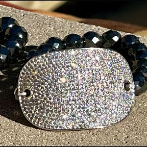 Rose CZ large rectangular stretchy bracelet